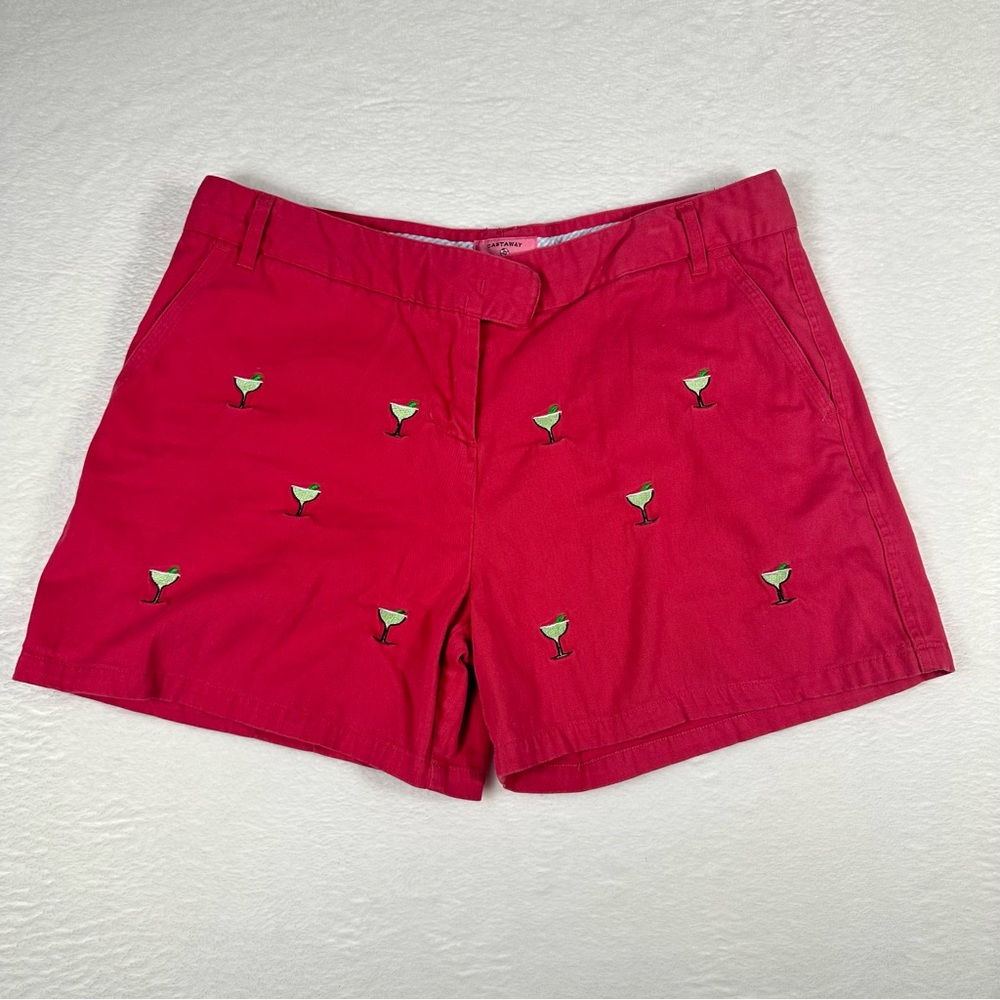 Castaway Red Women's Shorts with Mrtini Embroidery